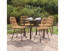 vidaXL 5 Piece Garden Dining Set Poly Rattan