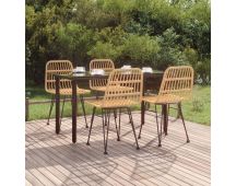 vidaXL 5 Piece Garden Dining Set Poly Rattan