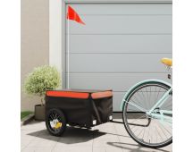 vidaXL Bike Cargo Trailer Black and Orange 30 kg Iron