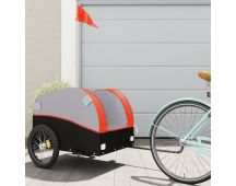 vidaXL Bike Cargo Trailer Black and Orange 45 kg Iron