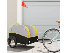 vidaXL Bike Cargo Trailer Black and Yellow 45 kg Iron