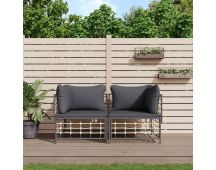 vidaXL Sectional Corner Sofas with Cushions 2 pcs Poly Rattan