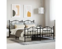 vidaXL Metal Bed Frame with Headboard and Footboard Black 183x203 cm King