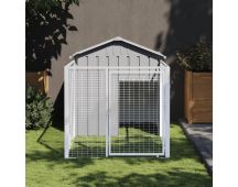 vidaXL Dog House with Run Light Grey 117x201x123 cm Galvanised Steel