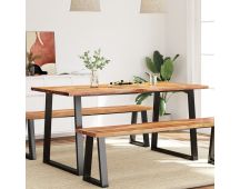 vidaXL Dining Table with Live Edge 160x80x75 cm Solid Wood Acacia