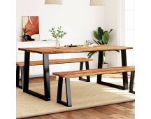 vidaXL Dining Table with Live Edge 180x90x75 cm Solid Wood Acacia