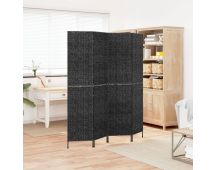 vidaXL Room Divider 4-Panel Black 163x180 cm Water Hyacinth