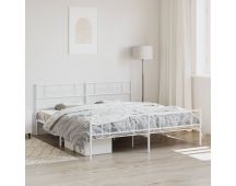 vidaXL Metal Bed Frame with Headboard and Footboard White 183x203 cm King Size