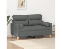 vidaXL 2-Seater Sofa with Throw Pillows Dark Grey 120 cm Fabric