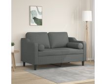 vidaXL 2-Seater Sofa with Throw Pillows Dark Grey 120 cm Fabric