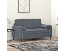 vidaXL 2-Seater Sofa with Throw Pillows Dark Grey 120 cm Velvet