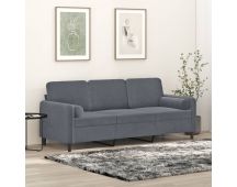 vidaXL 3-Seater Sofa with Throw Pillows Dark Grey 180 cm Velvet