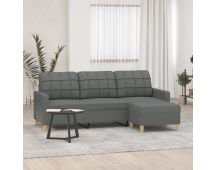 vidaXL 3-Seater Sofa with Footstool Dark Grey 180 cm Fabric