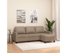 vidaXL 3-Seater Sofa with Footstool Cappuccino 180 cm Faux Leather