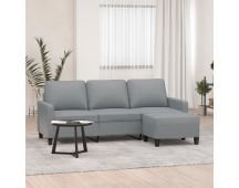 vidaXL 3-Seater Sofa with Footstool Light Grey 180 cm Fabric