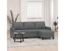 vidaXL 3-Seater Sofa with Footstool Dark Grey 180 cm Fabric