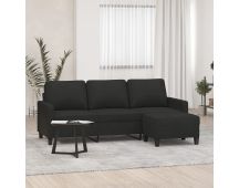 vidaXL 3-Seater Sofa with Footstool Black 180 cm Fabric