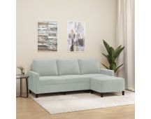 vidaXL 3-Seater Sofa with Footstool Light Grey 180 cm Velvet