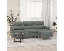 vidaXL 3-Seater Sofa with Footstool Dark Grey 180 cm Fabric