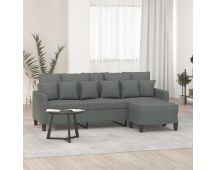 vidaXL 3-Seater Sofa with Footstool Dark Grey 180 cm Fabric