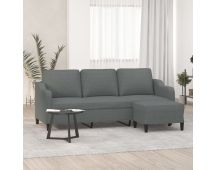 vidaXL 3-Seater Sofa with Footstool Dark Grey 180 cm Fabric