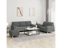 vidaXL 3 Piece Sofa Set with Pillows Dark Grey Fabric