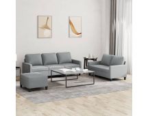 vidaXL 3 Piece Sofa Set with Cushions Light Grey Fabric