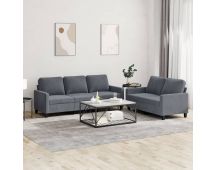 vidaXL 2 Piece Sofa Set with Cushions Dark Grey Velvet