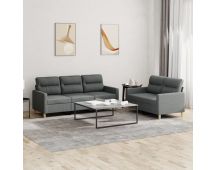 vidaXL 2 Piece Sofa Set with Cushions Dark Grey Fabric