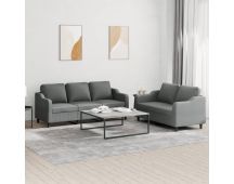 vidaXL 2 Piece Sofa Set with Cushions Dark Grey Fabric