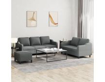 vidaXL 3 Piece Sofa Set with Cushions Dark Grey Fabric