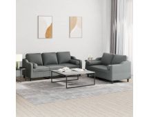 vidaXL 2 Piece Sofa Set with Pillows Dark Grey Fabric