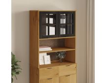 vidaXL Top for Highboard with Glass Doors FLAM Solid Wood Pine