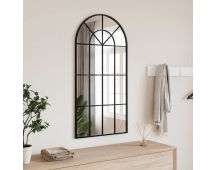 vidaXL Wall Mirror Black 50x100 cm Arch Iron