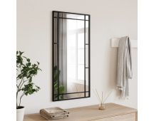 vidaXL Wall Mirror Black 40x80 cm Rectangle Iron