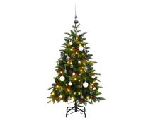 vidaXL Artificial Hinged Christmas Tree with 150 LEDs & Ball Set 150 cm