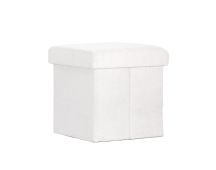 Artiss Ottoman Storage Foot Stool Square Teddy Fabric White