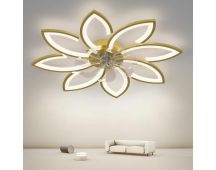 Modern Ceiling Light Fan, Low Profile, 6 Wind Speed, 3 Color (90cm, Gold)