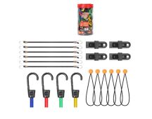 30-Piece Premium Bungee Cord Assortment Includes 10” to 40” Bungee Cords, Canopy Ties & Tarp Clips