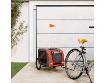 vidaXL Dog Bike Trailer Orange and Black Oxford Fabric and Iron