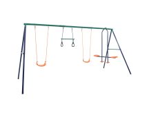 vidaXL Swing Set with Gymnastic Rings and 4 Seats Steel