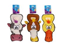 Chompers Plush Dog Toy Duck, Chicken, Cow - 1 x Colour Randomly Selected