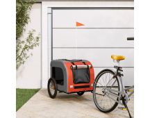 vidaXL Dog Bike Trailer Orange and Grey Oxford Fabric and Iron