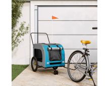 vidaXL Pet Bike Trailer Blue and Grey Oxford Fabric and Iron