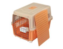 YES4PETS Large Dog Cat Crate Pet Carrier Rabbit Airline Cage With Tray, Bowl & Wheel Orange