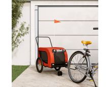 vidaXL Dog Bike Trailer Orange and Black Oxford Fabric and Iron