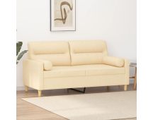 vidaXL 2-Seater Sofa with Pillows&Cushions Cream 140 cm Fabric