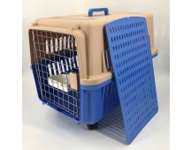 YES4PETS Blue Large Dog Puppy Cat Crate Pet Carrier Cage With Tray, Bowl & Wheel