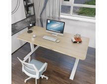 120cm Standing Desk Height Adjustable Sit White Stand Motorised Dual Motors Frame Birch Top