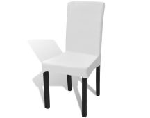 vidaXL 6 pcs White Straight Stretchable Chair Cover